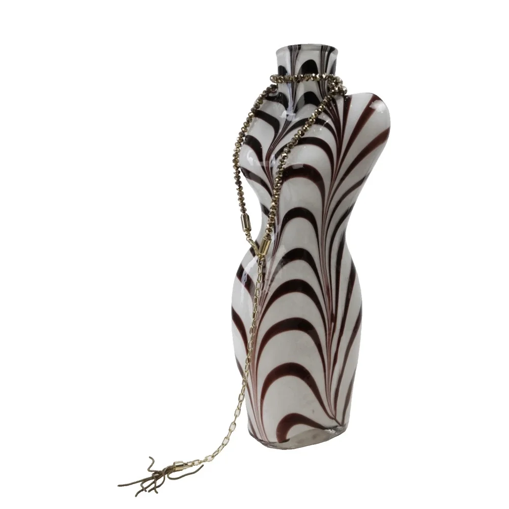Vintage Murano Style Art Glass Zebra Swirl Female Torso Bust Form Large Vase